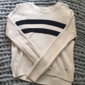 White & navy Hollister Size XS sweater